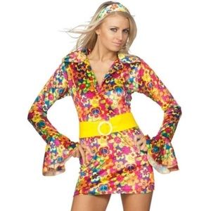 Disco Floral Adult Costume. Size 8-10